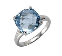 Zeeme Gemstones Ring 925/- Sterling Silber Blautopas Beh. Blau Glänzend (Größe: 054 (17,2))