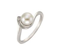 Fingerring ZEEME "Silber 925 rhodiniert mit weißer Perle & Zirkonia" Gr. 52, weiß, Fingerringe, Damen, 052 (16,6), Silber 925 (Sterlingsilber) (218029-52) weiß