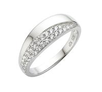 Fingerring ZEEME "Silber 925 rhodiniert mit Zirkonia weiß" Gr. 16,5, weiß, Fingerringe, Damen, 052 (16,6), Silber 925 (Sterlingsilber), Fingerring (72690539-16,5) weiß