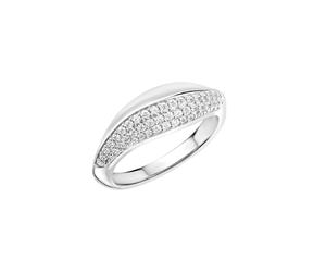 Fingerring ZEEME "Silber 925 rhodiniert mit Zirkonia weiß" Gr. 19,5, weiß, Fingerringe, Damen, 062 (19,7), Silber 925 (Sterlingsilber), Fingerring (21880755-19,5) weiß