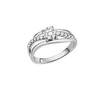 Fingerring ZEEME "Silber 925 rhodiniert mit Zirkonia weiß" Gr. 60, weiß, Fingerringe, Damen, 060 (19,1), Silber 925 (Sterlingsilber), Fingerring (287063-60) weiß