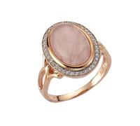 Zeeme Gemstones Ring 925/- Sterling Silber Rosenquarz Rosa Glänzend (Größe: 058 (18,5))