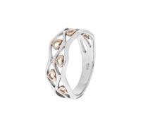 Fingerring ZEEME "Silber 925 zweifarbig mit Herz-Motiven" Gr. 20, rot, Fingerringe, Damen, 020 (63,7), Silber 925 (Sterlingsilber) (39552850-20) rot