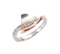 Fingerring ZEEME "Silber 925 zweifarbig mit Zirkonia weiß" Gr. 16,5, weiß, Fingerringe, Damen, 052 (16,6), Silber 925 (Sterlingsilber), Fingerring (47285743-16,5) weiß