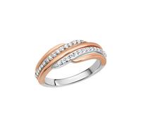 Fingerring ZEEME "Silber 925 zweifarbig mit Zirkonia weiß" Gr. 60, rot, Fingerringe, Damen, 060 (19,1), Silber 925 (Sterlingsilber), Fingerring (778515-60) rot