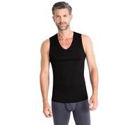 FINN Clean-Cut Unterhemd Herren Ärmellos mit V-Ausschnitt - Unsichtbares Männer Unterziehshirt mit Laser-Cut Finish - Nahtloses Tank-Top aus original Lenzing® Modal für Hemd & Anzug Schwarz 3XL