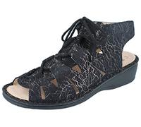 Finn Comfort Malaga Damen Kellnersandalen grau glänzend anthrazit Nubukleder