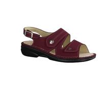 Finn Comfort Sandale Milos 2560-007527, Dunkelrot, Nubukleder, Klettverschluss, Fußbett zum Wechseln Rot Gr. 38