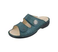 FinnComfort Sansibar Petrol (Blau) - Pantolette - Damenschuhe Pantolette / Zehentrenner, Blau, leder (fall) für Damen, grün, Gr. 42 EU