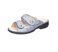 Finn Comfort Pantolette Sansibar Glattleder glänzend Jeansblau Damen Größe 41
