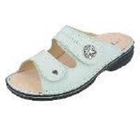 Finn Comfort Sansibar Pantolette 02550-001078, Classic - Linie, Mint, Glattleder, Wechselfußbett Blau Gr. 37