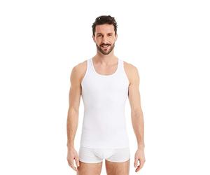 FINN Shapewear Herren Kompressionsshirt - Bauch-Weg Unterhemd & Body-Shaper Männer - Ärmelloses Tank-Top aus Baumwolle für flacheren Bauch und bessere Haltung Weiß Weiss XL