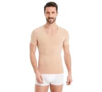 FINN Shapewear Herren Kompressionsshirt - Bauch-Weg Unterhemd & Body-Shaper Männer - Kurzarm Unterziehshirt aus Baumwolle für flacheren Bauch und bessere Haltung Hautfarbe Nude 3XL