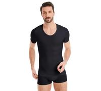 FINN Shapewear Herren Kompressionsshirt - Bauch-Weg Unterhemd & Body-Shaper Männer - Kurzarm Unterziehshirt aus Baumwolle für flacheren Bauch und bessere Haltung Schwarz XXL