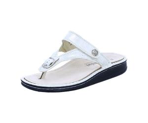 FinnComfort Alexandria-soft Oro (Gold/Beige) - Zehentrenner - Marken, Beige, leder (everest) für Damen, weiß, Größe 37 EU