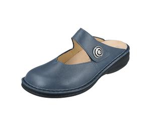 FinnComfort Canaro Steel (blau) - Clogs - Damenschuhe Pantolette / Zehentrenner, Blau, leder (ancona) für Damen, blau, Größe 37 EU