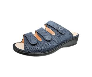 FinnComfort Pisa Notte (Dunkelblau) - Pantolette - Damenschuhe Pantolette / Zehentrenner, Blau, leder (wody) für Damen, blau, Größe 41 EU