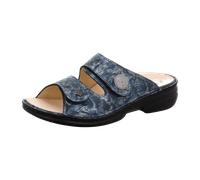 Finn Comfort FINN Comfort Sansibar Damen Pantolette Hausschuhe blau bedrucktes Glattleder 38