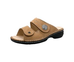 FinnComfort Sansibar Tan (Beige) - Pantolette - Damenschuhe Pantolette / Zehentrenner, Beige, leder (nubuk) für Damen, braun, Größe 38 EU