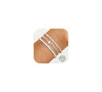 Finrezio 3 Stück Tennis Armband Damen Silber 925 Armbänder Silber Armband Set Gold 14 Karat Vergoldet Armbänder Damen Mit Cubic Zirkonia Verstellbare Armband Silber Schmuck Geschenk