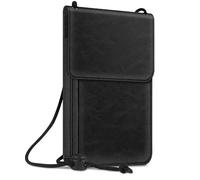 Fintie Brustbeutel, Reisepass Tasche RFID-Blockierung Reisegeldbeutel Umhängebeutel Handytasche aus Premium Kunstleder für Herren Damen Kinder Jungen Mädchen, (Schwarz)