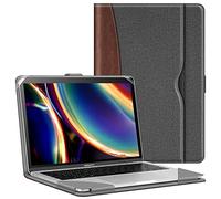 Fintie Hülle Kompatibel mit MacBook Air 13.6 (2026-2022 M5 M4 M3 M2), MacBook Air 13 (2020-2018 M1) / Pro 13 (2022-2016 M2 M1), Folio Book Schutzhülle mit Dokumentschlitze, Grau/Braun