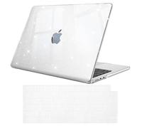 Fintie Hülle Kompatibel mit MacBook Air 13,6 Zoll M5 M4 M3 M2 (2026-2022) A3449 A3240 A3113 A2681, Ultradünne Hartschale Schutzhülle Snap Case Cover + Tastaturabdeckungen, Transparent(Glitzer)