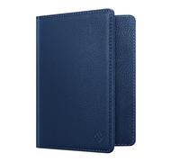 FINTIE Reisepass Impfpass Schutzhülle - Premium Kunstleder Reisepasshülle Travel Organizer mit RFID-Blockier für Kreditkarten, Ausweis, Reisedokumente Damen Herren, Marineblau