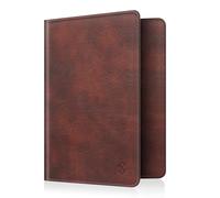 FINTIE Reisepass Impfpass Schutzhülle - Premium Kunstleder Reisepasshülle Travel Organizer mit RFID-Blockier für Kreditkarten, Ausweis, Reisedokumente Damen Herren, Vintage Braun