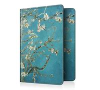 FINTIE Reisepass Impfpass Schutzhülle - Premium Kunstleder Reisepasshülle Travel Organizer mit RFID-Blockier für Kreditkarten, Ausweis, Reisedokumente Damen Herren, Mandelblüten