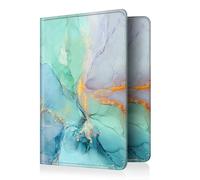 FINTIE Reisepass Impfpass Schutzhülle - Premium Kunstleder Reisepasshülle Travel Organizer mit RFID-Blockier für Kreditkarten, Ausweis, Reisedokumente Damen Herren, Smaragd Marmor