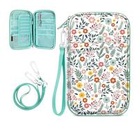 FINTIE Reisepass Tasche Familie Reiseorganizer, RFID-Blockier Wasserdicht Handytasche Reisepasshülle Ausweistasche Dokumente 6 Pässe für Damen und Herren, Frühlingblume
