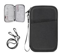 FINTIE Reisepass Tasche Familie Reiseorganizer, RFID-Blockier Wasserdicht Handytasche Reisepasshülle Ausweistasche Dokumente 6 Pässe für Damen und Herren,Schwarz