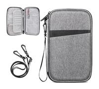 FINTIE Reisepass Tasche Familie Reiseorganizer, RFID-Blockier Wasserdicht Handytasche Reisepasshülle Ausweistasche Dokumente 6 Pässe für Damen und Herren, Grau