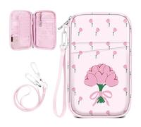 FINTIE Reisepass Tasche Familie Reiseorganizer, RFID-Blockier Wasserdicht Handytasche Reisepasshülle Ausweistasche Dokumente 6 Pässe für Damen und Herren, (Tulpen)