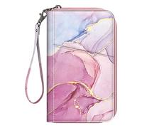 Fintie Reisepasshülle, Reisebrieftasche für Familie 4-6, RFID-blockierend, Reisedokumenten-Organizer, Clutch für Reisepässe, Visitenkarten, Kreditkarten, Bordkarten, Bordkarten, Marmorrosa