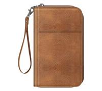 FINTIE Reisepass Tasche Familie Reiseorganizer, Wasserdicht Reisepasshülle Ausweistasche Dokumentee mit RFID Blockier für Damen und Herren (Braun)