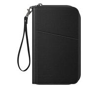 FINTIE Reisepasshülle, Reisebrieftasche für Familie 4-6, RFID-blockierend, Reisedokumenten-Organizer, Clutch für Reisepässe, Visitenkarten, Kreditkarten, Bordkarten, Schwarz