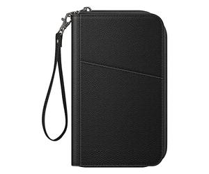 Fintie Reisepasshülle, Reisebrieftasche für Familie 4-6, RFID-blockierend, Reisedokumenten-Organizer, Clutch für Reisepässe, Visitenkarten, Kreditkarten, Bordkarten, Schwarz