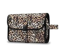Fintie Tragbare Kulturtasche Kosmetiktasche Reisetasche | Große Wasserdichte Aufhängen Make-up Organizer Stauraum Tasche für Damen Mädchen, Leopardenmuster