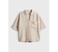 OPUS Damen Kurzarmbluse | Hemdbluse Fiora Loose im Crinkle-Look Natural Glaze, 40