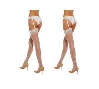 Fiore - Sexy transparente Nylonstrümpfe mit Naht für Damen, zur Verwendung mit einem Hüfthalter in Voile 20 DEN - Weiß 2er-Pack - S