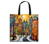 Fiorky 11CT Bunte Gebäude Kreuzstich Canvas Tragetasche Stickset Personalisierte Tasche Handnadelspitzenset Tasche Geschenk für Freunde