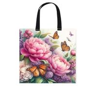 Fiorky Canvas-Tragetasche-Stickset mit Blumenmuster for Anfänger, 11-Karat-Blume, Schmetterling, Baum des Lebens, Stickset, personalisierte Tasche, Kreuzstich-Set, Leinentasche, manueller
