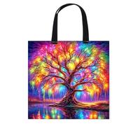 Fiorky Canvas-Tragetasche-Stickset mit Blumenmuster for Anfänger, 11-Karat-Blume, Schmetterling, Baum des Lebens, Stickset, personalisierte Tasche, Kreuzstich-Set, Leinentasche, manueller