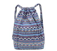 Fiorky Damen Bohemian-Rucksack mit Kordelzug, Ethno-Stil, Segeltuch, Vintage-Rucksack mit Kordelzug, großes Fassungsvermögen, Kunst, doppelte Umhängetasche, Outdoor-Tagesrucksack, Segeltuch