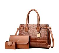 Fiorky Damen-Handtaschen, PU-Leder, große Schulter-Crossbody-Taschen, 3-teilig, Geldbörsen und Handtaschen,Krokodil-Muster,Damen-Einkaufstasche,Griff oben,Satchel-Crossbody-Tasche for Frauen