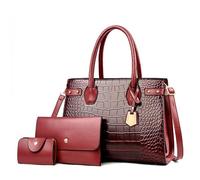 Fiorky Damen-Handtaschen, PU-Leder, große Schulter-Crossbody-Taschen, 3-teilig, Geldbörsen und Handtaschen,Krokodil-Muster,Damen-Einkaufstasche,Griff oben,Satchel-Crossbody-Tasche for Frauen