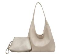 Fiorky Damen-Schultertasche aus Leder, modische Hobo-Tasche und Clutch, vielseitig, 2-teilig, Schultertasche und Satchel, Hobo-Tasche, Einkaufstasche, beige, 370.00x270.00x110.00mm