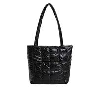 Fiorky Weibliche Tasche mit Tragegriff oben, einfarbig, weiche Daunen, Baumwolle, kreative Puffer-Tragetasche mit Fronttasche, Umhängetasche, große Kapazität, trendig, leicht, für Frauen und Mädchen